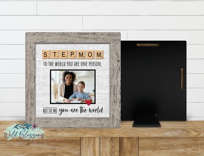Personalized Bonus Mom Faux Frame Photo Sign | Stepmom Keepsake Gift