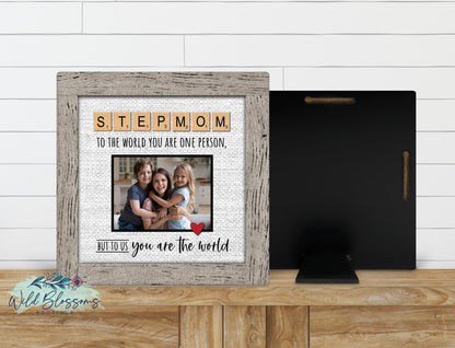 Personalized Bonus Mom Faux Frame Photo Sign | Stepmom Keepsake Gift