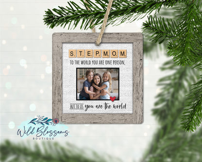 Stepmom | Bonus Mom Scrabble Tile Photo Ornament
