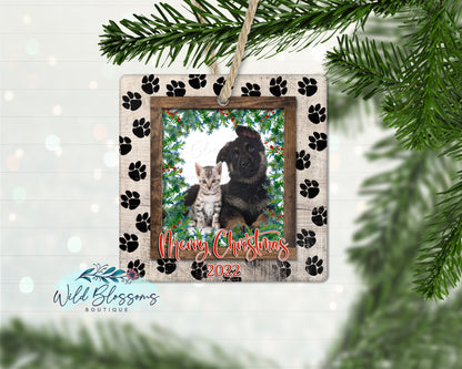 Paw Print Wooden Frame Photo Ornament
