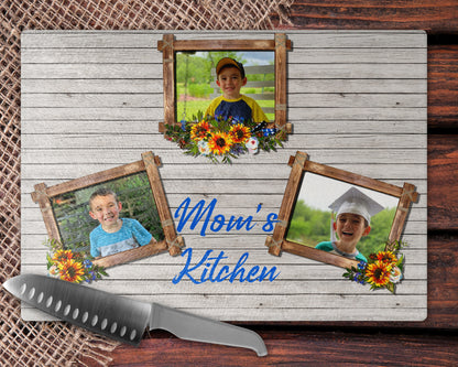 Wooden Sunflower Photo Frame Personalized Glass Cutting Board