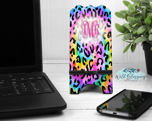Tie Dye Leopard Print Phone Stand
