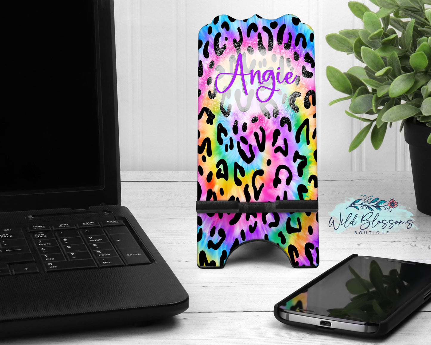 Tie Dye Leopard Print Personalized Mouse Pad And Coaster Desk Set