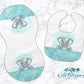 Teal Elephant Baby Bib And Burp Cloth Set