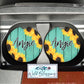 Teal Wooden Sunflower License Plate