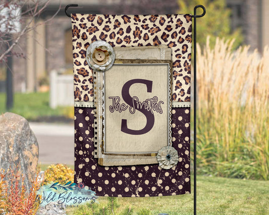 Vintage Leopard Print Garden Flag