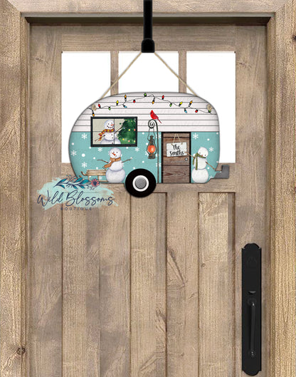 Winter Snowman Camper Door Hanger