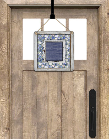 Personalized Blue Floral Easter Door Hanger | Rustic Spring Farmhouse Decor