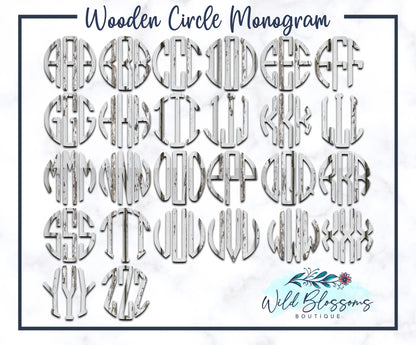 Wooden Chevron Circle Monogram Drop Earrings