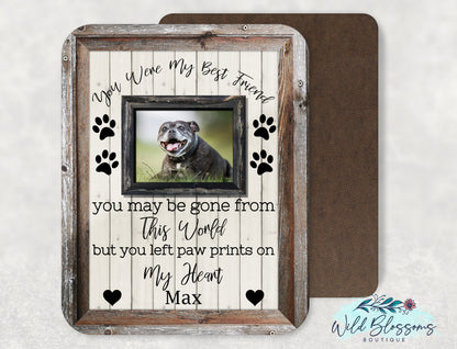 Personalized Pet Memorial Faux Frame Photo Sign | Dog & Cat Loss Keepsake