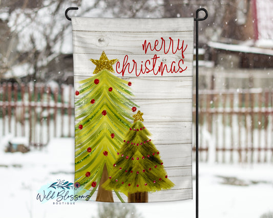 Glitter Christmas Trees Garden Flag