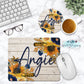 Wooden Navy Sunflower Floral Personalized Phone Stand