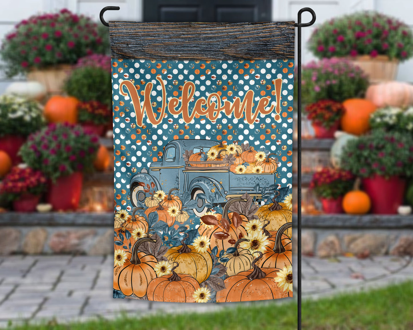 Pumpkin Truck Garden Flag