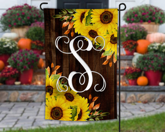 Wooden Sunflower Personalized Garden Flag