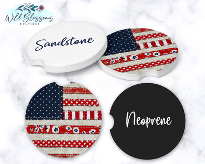 American Flag Patchwork Car Coasters
