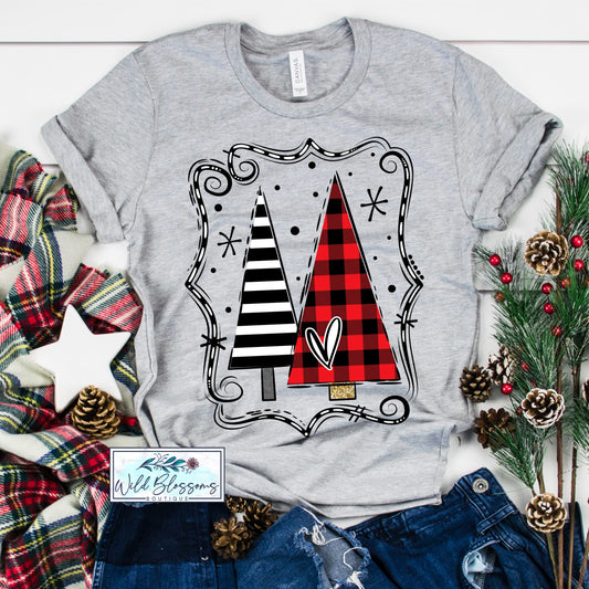 Framed Double Christmas Tree Graphic Tee