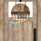Orange Buffalo Plaid Wooden Rustic Hello Fall Round Door Hanger