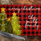 Red Buffalo Plaid Christmas Trees Glass Cutting Board