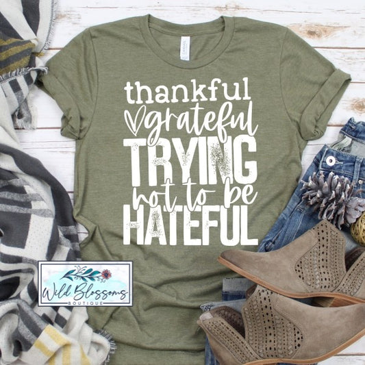 Thankful Grateful Trying Not To Be Hateful