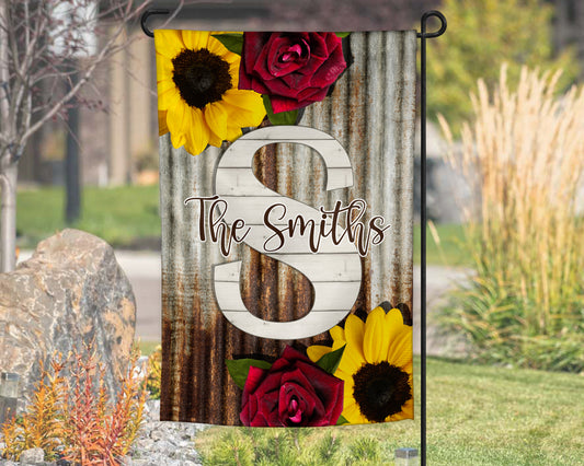 Rustic Rose and Sunflower Garden Flag